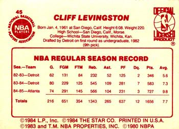 1985-86 Star #45 Cliff Levingston Back