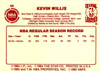 1985-86 Star #48 Kevin Willis Back