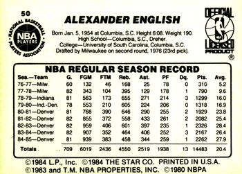 1985-86 Star #50 Alex English Back