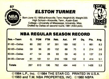 1985-86 Star #57 Elston Turner Back