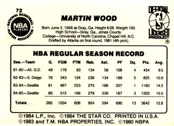 1985-86 Star #72 Al Wood Back