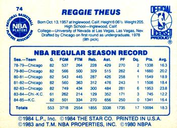 1985-86 Star #74 Reggie Theus Back