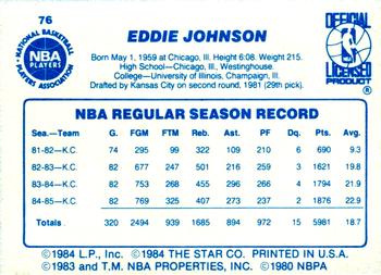 1985-86 Star #76 Eddie Johnson Back