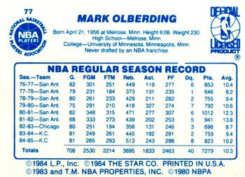 1985-86 Star #77 Mark Olberding Back