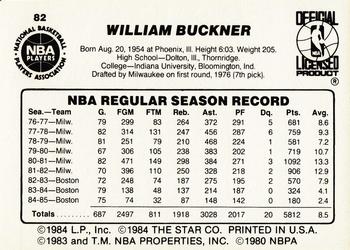 1985-86 Star #82 Quinn Buckner Back