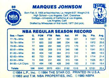 1985-86 Star #88 Marques Johnson Back