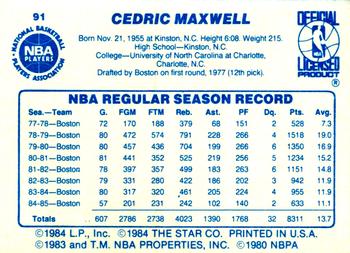 1985-86 Star #91 Cedric Maxwell Back