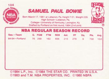 1985-86 Star #104 Sam Bowie Back