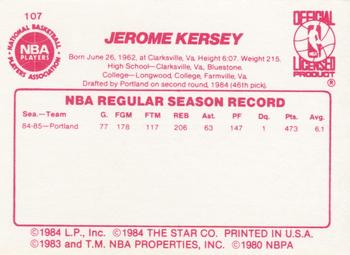 1985-86 Star #107 Jerome Kersey Back