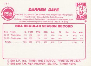 1985-86 Star #111 Darren Daye Back