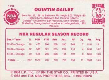 1985-86 Star #120 Quintin Dailey Back
