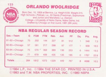 1985-86 Star #123 Orlando Woolridge Back