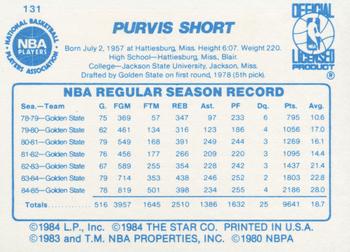 1985-86 Star #131 Purvis Short Back