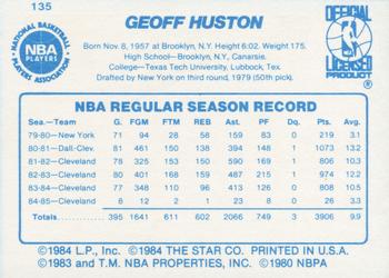 1985-86 Star #135 Geoff Huston Back