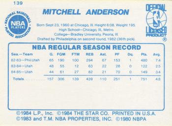 1985-86 Star #139 Mitchell Anderson Back