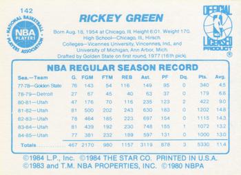 1985-86 Star #142 Rickey Green Back