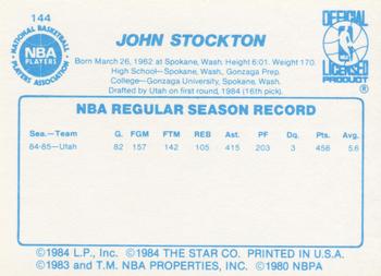 1985-86 Star #144 John Stockton Back