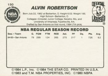 1985-86 Star #150 Alvin Robertson Back