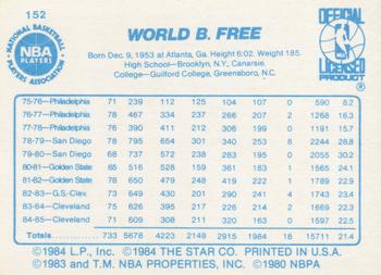 1985-86 Star #152 World B. Free Back