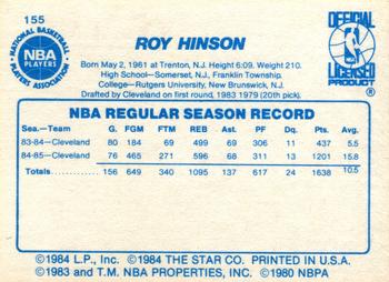 1985-86 Star #155 Roy Hinson Back