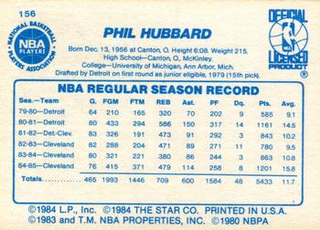 1985-86 Star #156 Phil Hubbard Back