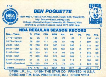 1985-86 Star #157 Ben Poquette Back