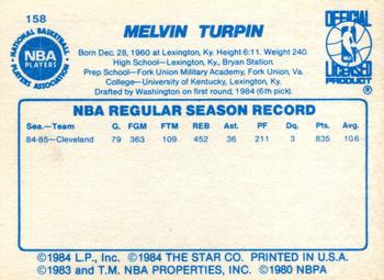 1985-86 Star #158 Mel Turpin Back
