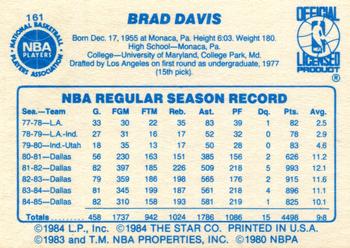 1985-86 Star #161 Brad Davis Back