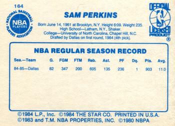 1985-86 Star #164 Sam Perkins Back