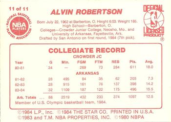 1985-86 Star All-Rookie Team #11 Alvin Robertson Back