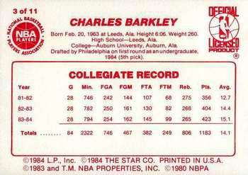1985-86 Star All-Rookie Team #3 Charles Barkley Back
