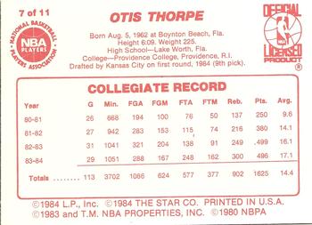 1985-86 Star All-Rookie Team #7 Otis Thorpe Back