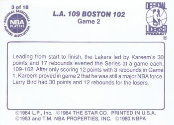 1985-86 Star Lakers Champs #3 Game 2: L.A. 109 Boston 102 Back