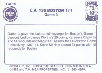 1985-86 Star Lakers Champs #4 Game 3: L.A. 136 Boston 111 Back