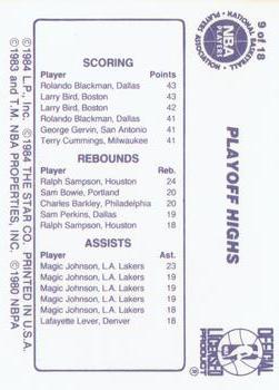 1985-86 Star Lakers Champs #9 Playoff Highs Back