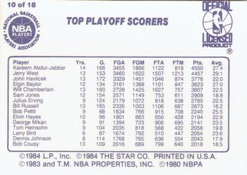 1985-86 Star Lakers Champs #10 Top Playoff Scorers Back