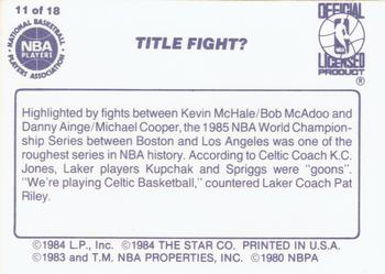 1985-86 Star Lakers Champs #11 Title Fight? (Michael Cooper / Danny Ainge) Back