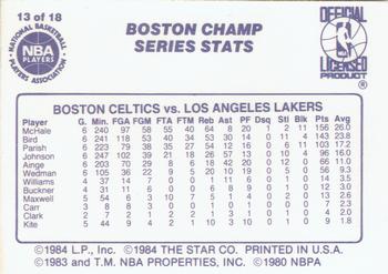 1985-86 Star Lakers Champs #13 Boston Champ Series Stats Back
