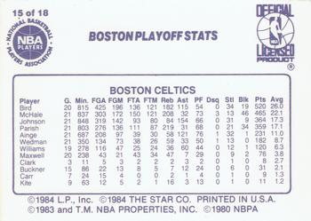 1985-86 Star Lakers Champs #15 Boston Playoff Stats Back