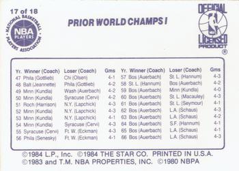 1985-86 Star Lakers Champs #17 Prior World Champs I Back