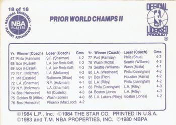 1985-86 Star Lakers Champs #18 Prior World Champs II Back