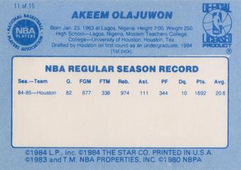 1986 Star Best of the Best #11 Akeem Olajuwon Back