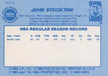 1986 Star Best of the Best #12 John Stockton Back