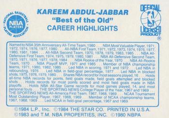 1986 Star Best of the New/Old #NNO Kareem Abdul-Jabbar Back