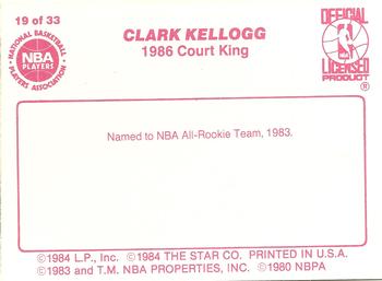 1986 Star Court Kings #19 Clark Kellogg Back