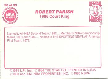 1986 Star Court Kings #26 Robert Parish Back