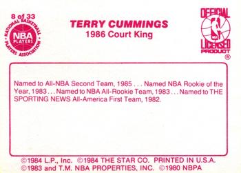1986 Star Court Kings #8 Terry Cummings Back