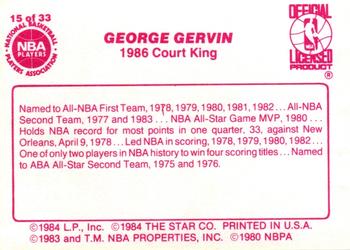 1986 Star Court Kings #15 George Gervin Back