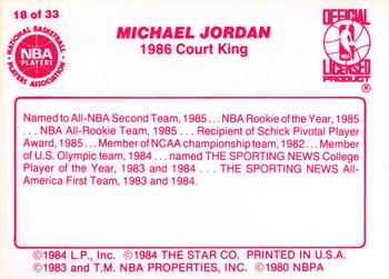 1986 Star Court Kings #18 Michael Jordan Back