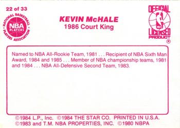 1986 Star Court Kings #22 Kevin McHale Back